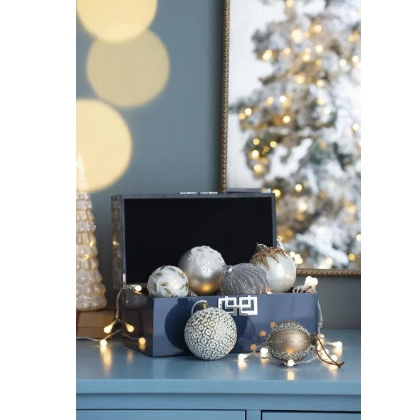 D3.9 Glass Christmas Ball Ornaments – Set of 6 Decorative Hanging Holiday Balls