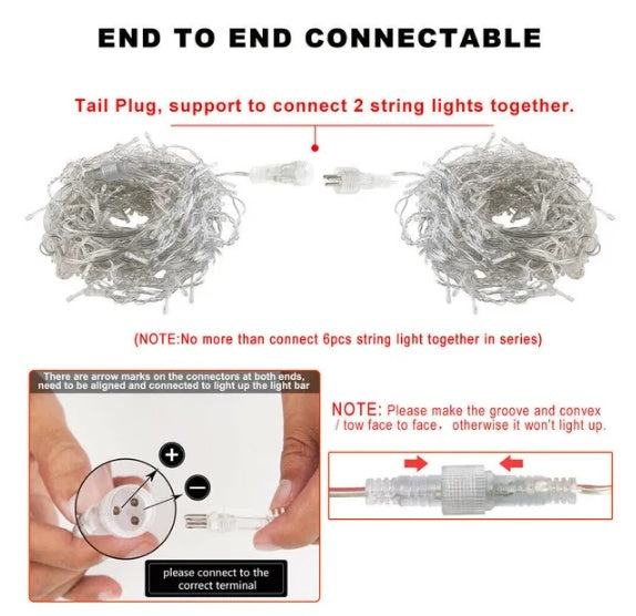 Curtain Icicle Lights Wedding Party LED Fairy Christmas Indoor Outdoor