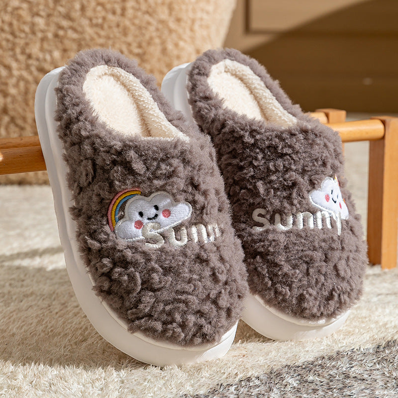 Cute Cartoon Cotton Slippers – Thick Bottom Indoor/Bedroom Shoes