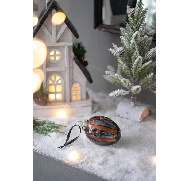 Egg Christmas Ball Ornament 3 X 3 X 4.3 Glass Decorative Hanging Ball Christmas Tree Ornaments For Holiday Party Decorations, Set Of 6