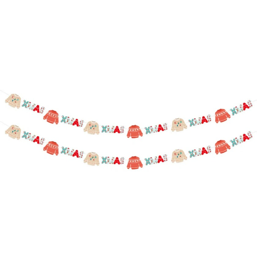 24PCS Christmas Banner Paper Garland – Gingerbread Man & Snowman Hanging Bunting Holiday Party & Home/Office Décor