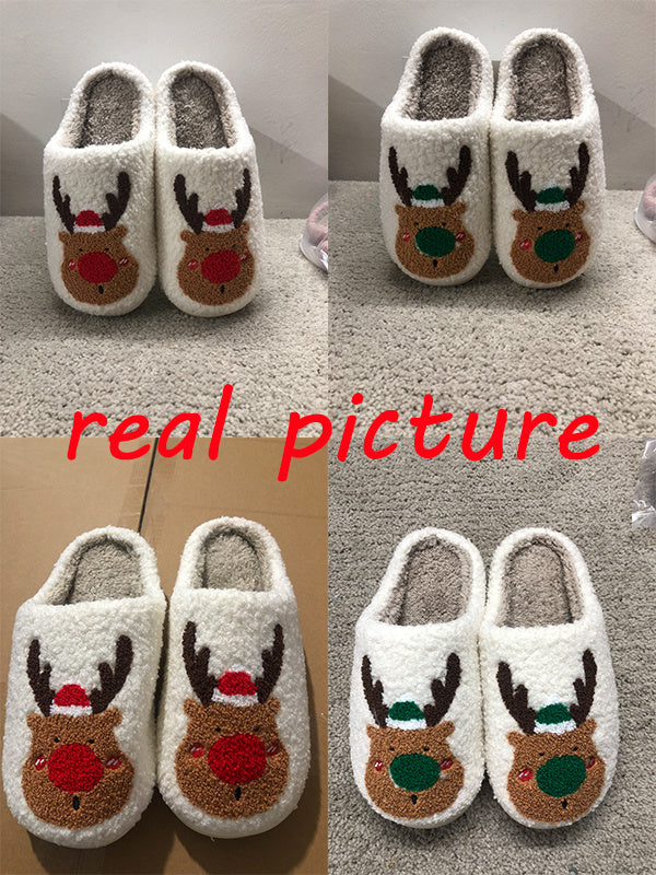 Cozy Christmas Slippers – Elk Design Winter Home Slip‑Ons