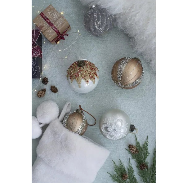 D3.9 Glass Christmas Ball Ornaments – Set of 6 Decorative Hanging Holiday Balls