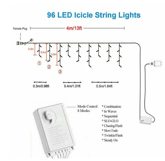 Curtain Icicle Lights – Wedding Party LED Fairy Christmas Indoor/Outdoor | Ships from US