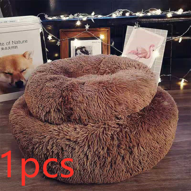 Small Dog & Cat Bed – Round Plush Puppy Nest, Soft Kennel Mat
