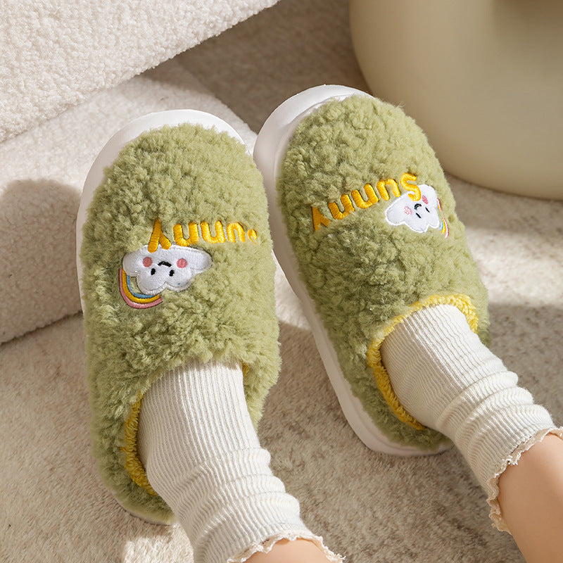 Cute Cartoon Cotton Slippers – Thick Bottom Indoor/Bedroom Shoes