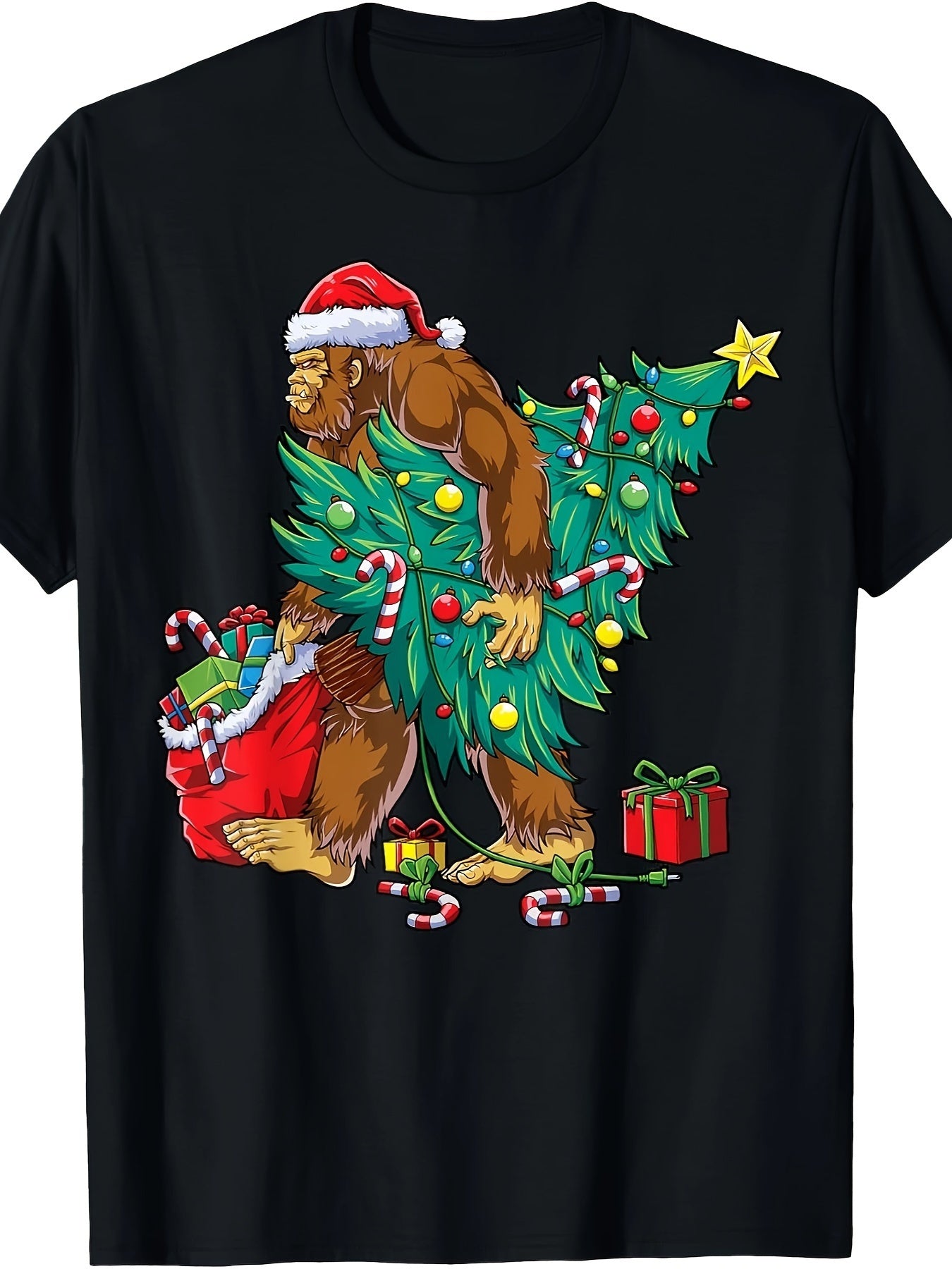 “Bigfoot Christmas Tree Lamp T‑Shirt – Funny Holiday Tee for Men & Bigfoot Fans”