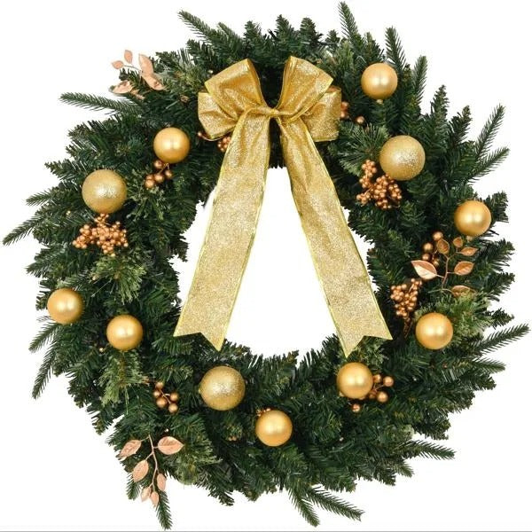 24in Remote‑Control Christmas Wreath – Warm Glow Holiday Décor