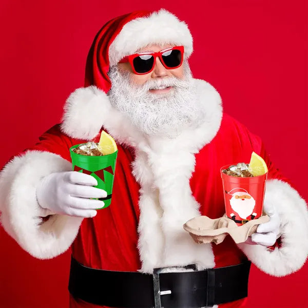 12 Pcs Christmas Drink Cups – Santa, Snowman & Elk Holiday Party Cups