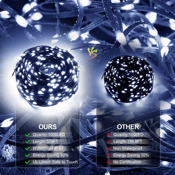 Christmas Rope Lights – 1000LED 328Ft Outdoor Decorative String Strobe