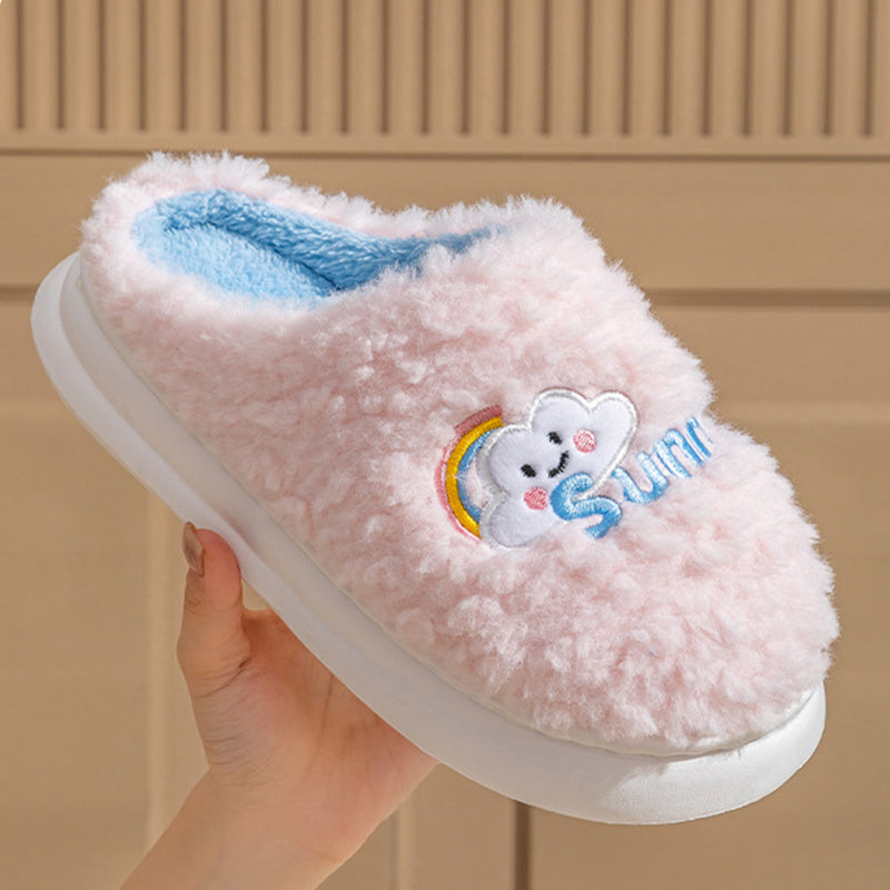 Cute Cartoon Cotton Slippers – Thick Bottom Indoor/Bedroom Shoes
