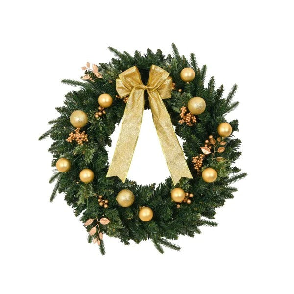 24in Remote‑Control Christmas Wreath – Warm Glow Holiday Décor