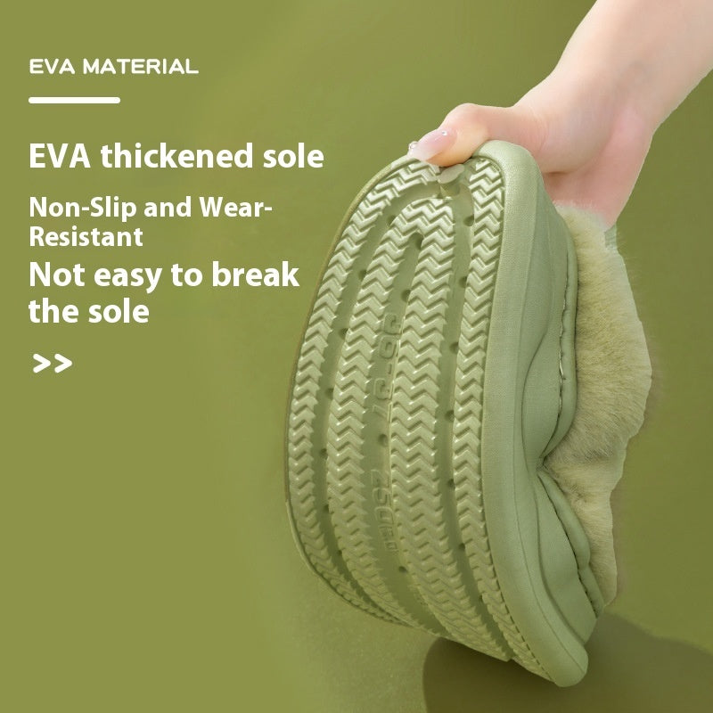 Women’s Warm Indoor Cotton Slippers – Cartoon Big Eye Dog Design