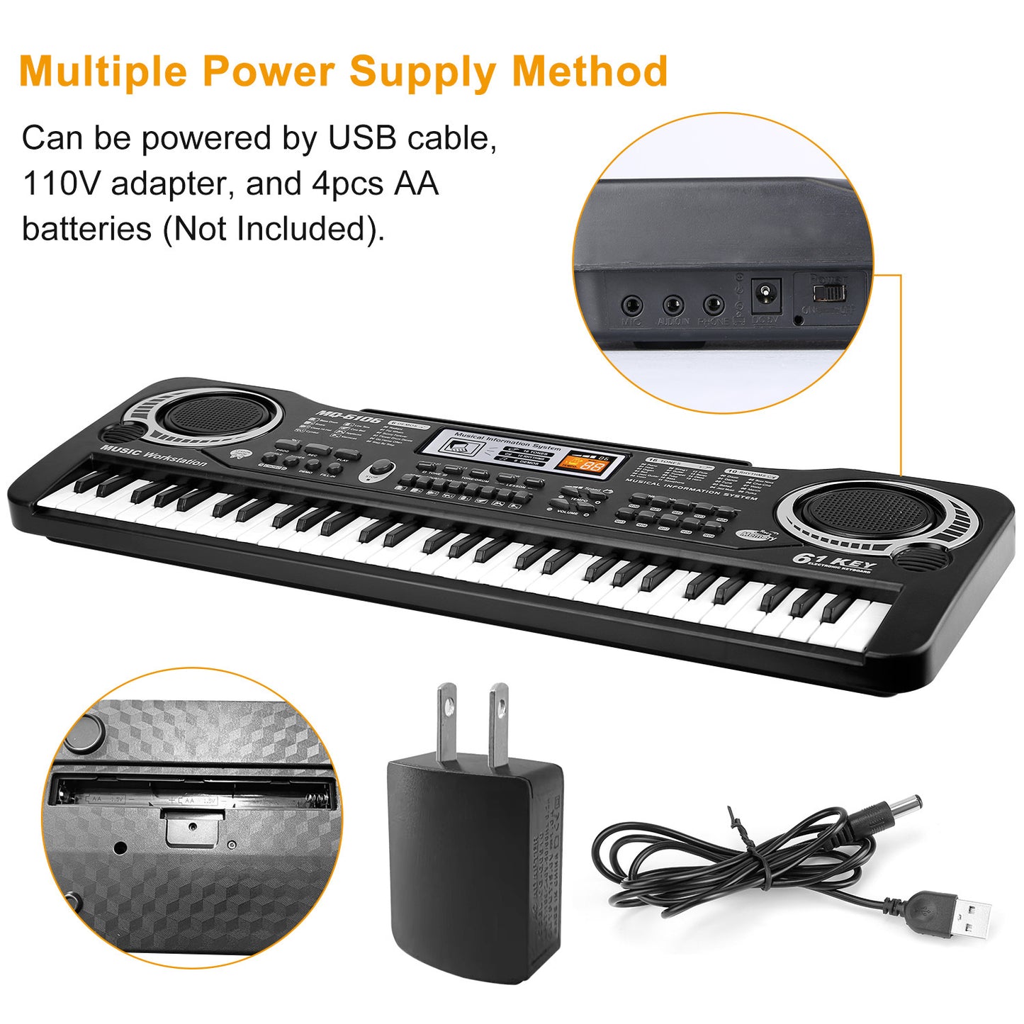 🎹 61 Keys Digital Keyboard with Microphone – Beginner Piano