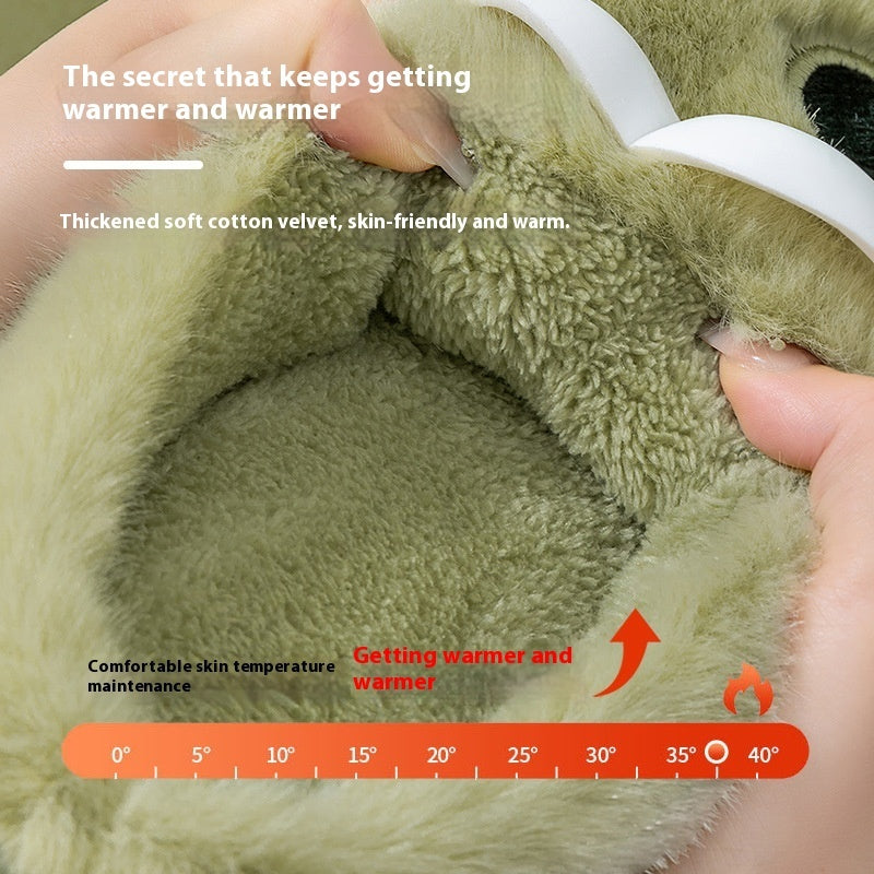 Women’s Warm Indoor Cotton Slippers – Cartoon Big Eye Dog Design