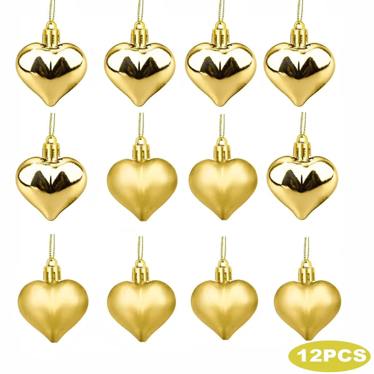 12PCS Christmas Heart Shape Ornaments