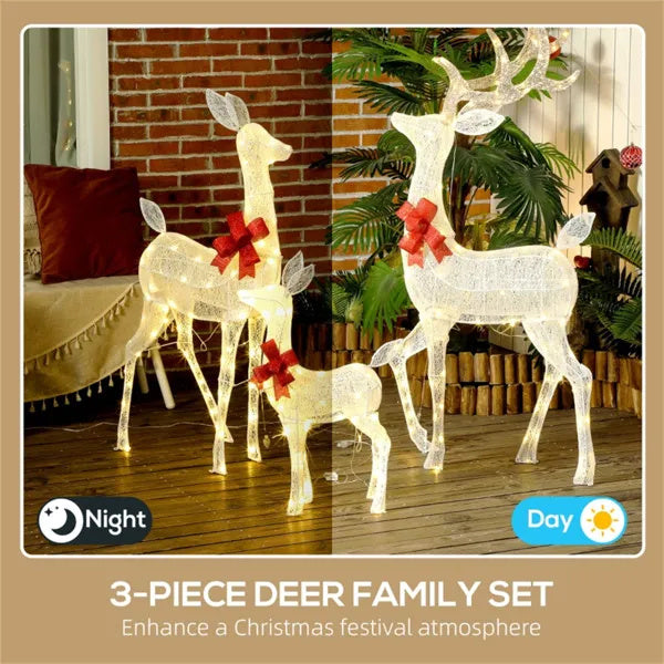 3‑Piece Inflatable Deer Family – Lighted Outdoor Christmas Decoration