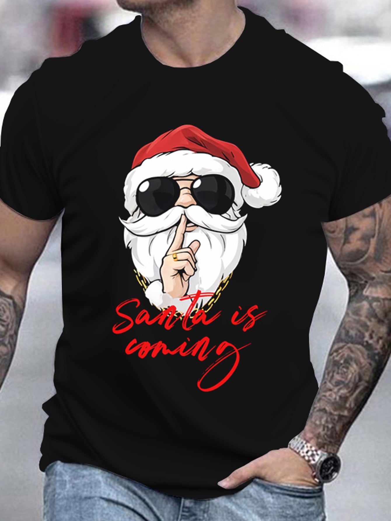“Men’s Santa Claus 3D Printed Christmas T‑Shirt – Casual Holiday Tee”