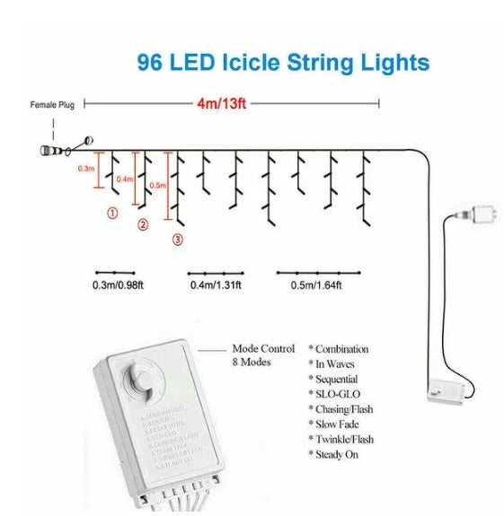 Curtain Icicle Lights Wedding Party LED Fairy Christmas Indoor Outdoor