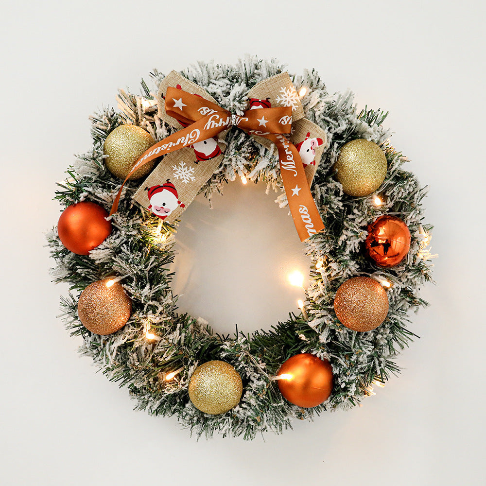 60cm Christmas Wreath With Glitter Balls & LED Lights – Festive Holiday Decor