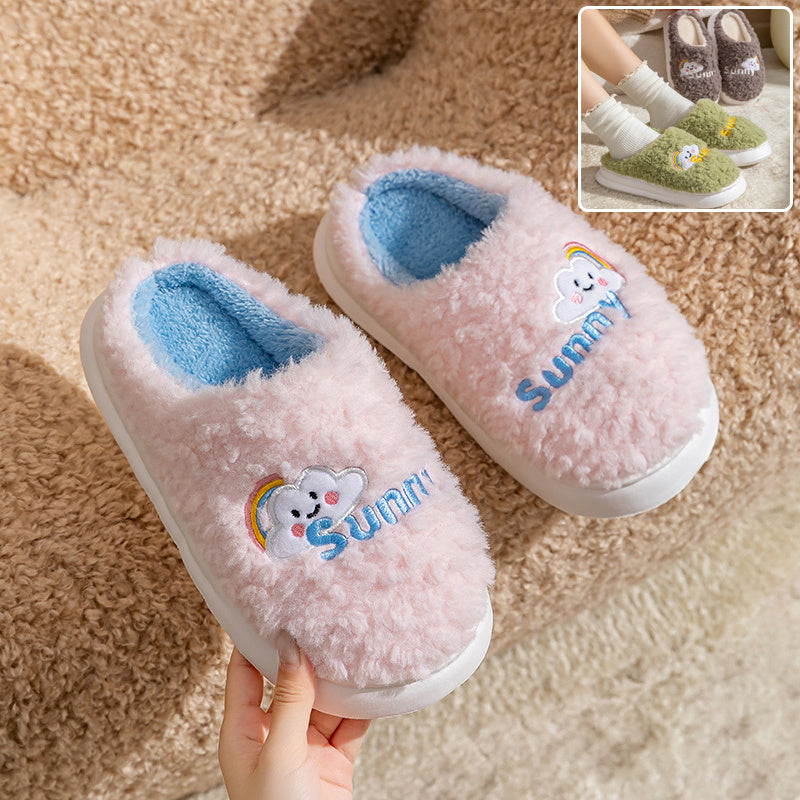 Cute Cartoon Cotton Slippers – Thick Bottom Indoor/Bedroom Shoes