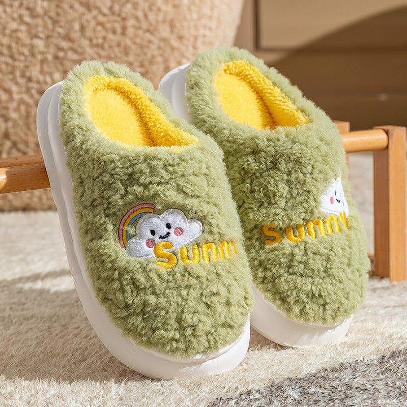 Cute Cartoon Cotton Slippers – Thick Bottom Indoor/Bedroom Shoes