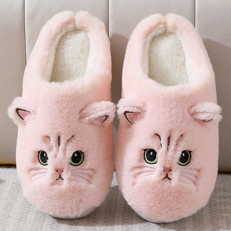 Autumn And Winter Cotton Slippers Women Couple Kitty Cartoon