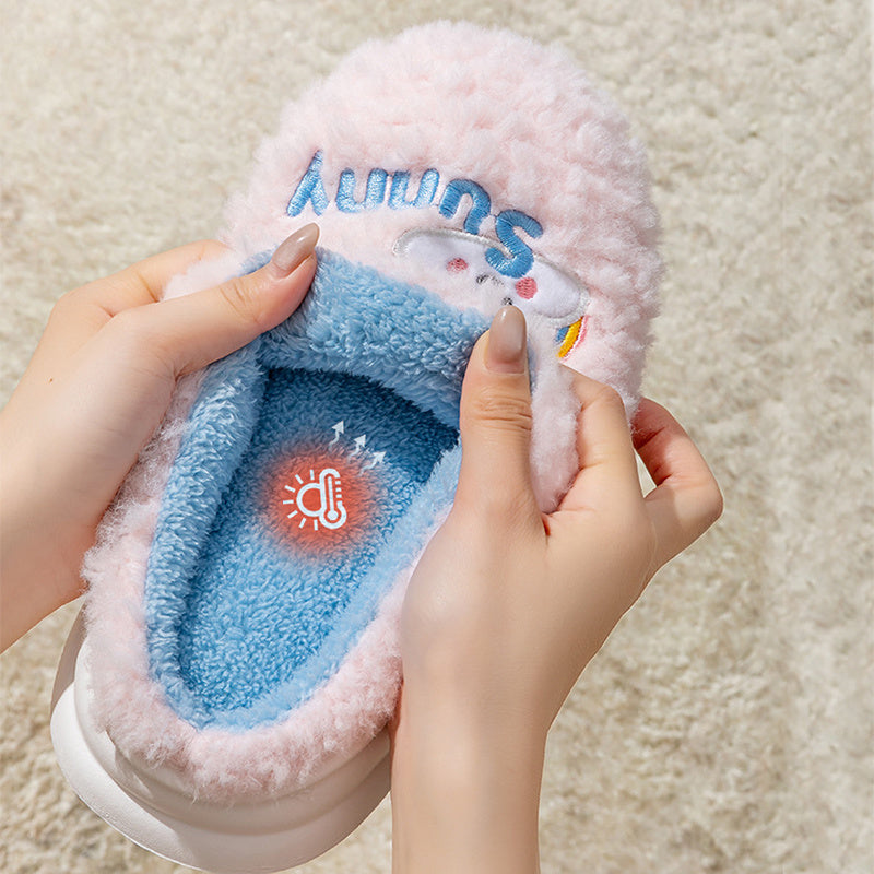 Cute Cartoon Cotton Slippers – Thick Bottom Indoor/Bedroom Shoes