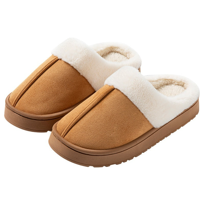 Women’s Plush Cotton Platform Slippers – Non‑Slip Indoor Shoes