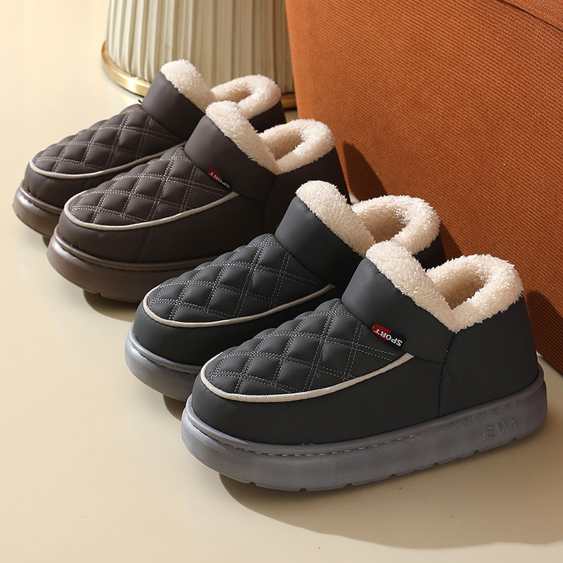 Women’s Winter Plush Cotton Slippers – Thick Bottom Waterproof Indoor/Outdoor Shoes