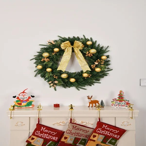 24in Remote‑Control Christmas Wreath – Warm Glow Holiday Décor