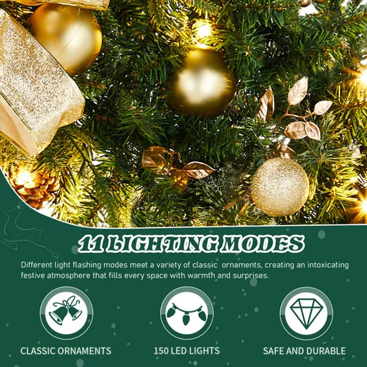 60in Pre‑lit Christmas Wreath – Lighted Artificial Xmas Wreath with 220 Cold & Warm White Lights