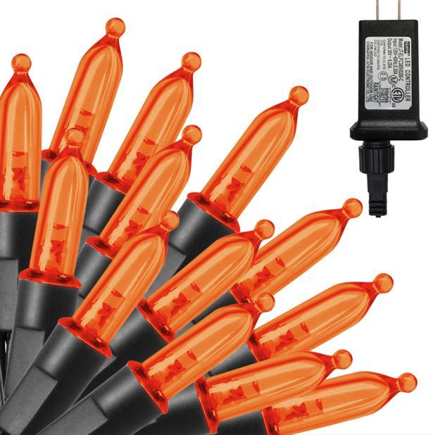 300 LED Mini String Lights – 99ft Orange Fairy Lights with Safety Adapter Indoor & Outdoor Christmas, Party, Garden Décor