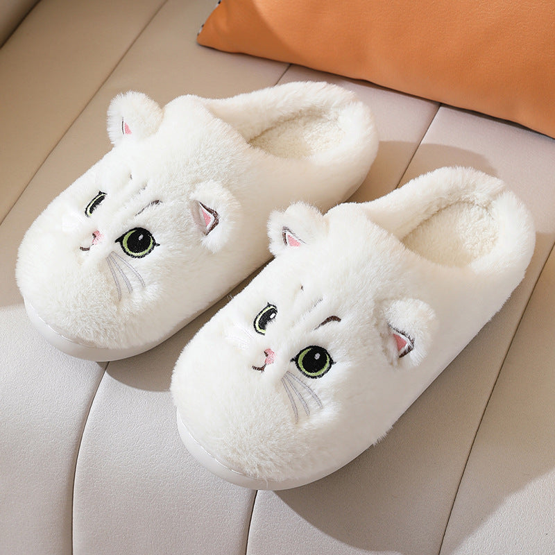 Autumn And Winter Cotton Slippers Women Couple Kitty Cartoon