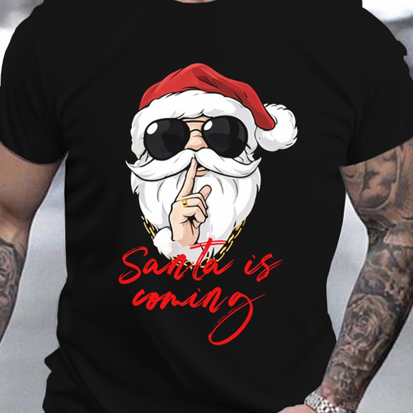 “Men’s Santa Claus 3D Printed Christmas T‑Shirt – Casual Holiday Tee”