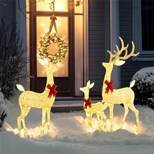 3‑Piece Inflatable Deer Family – Lighted Outdoor Christmas Decoration