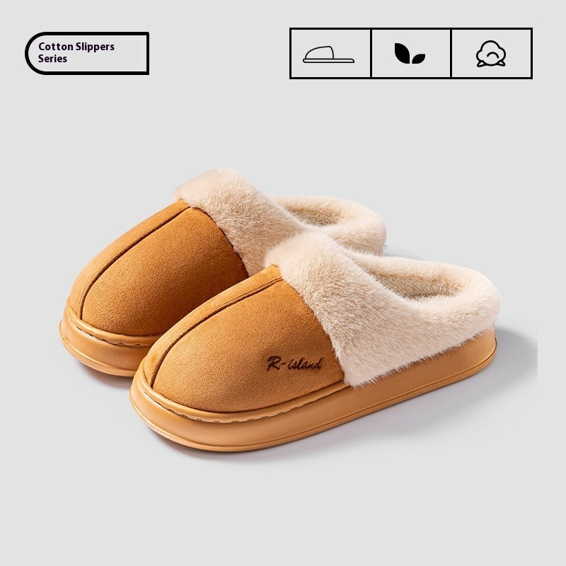 Winter Warm Fluffy Couple Slippers – Non‑Slip Indoor Cotton Shoes