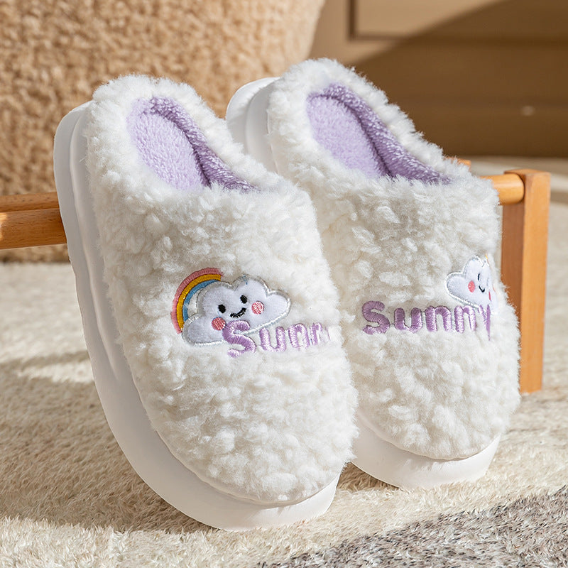 Cute Cartoon Cotton Slippers – Thick Bottom Indoor/Bedroom Shoes