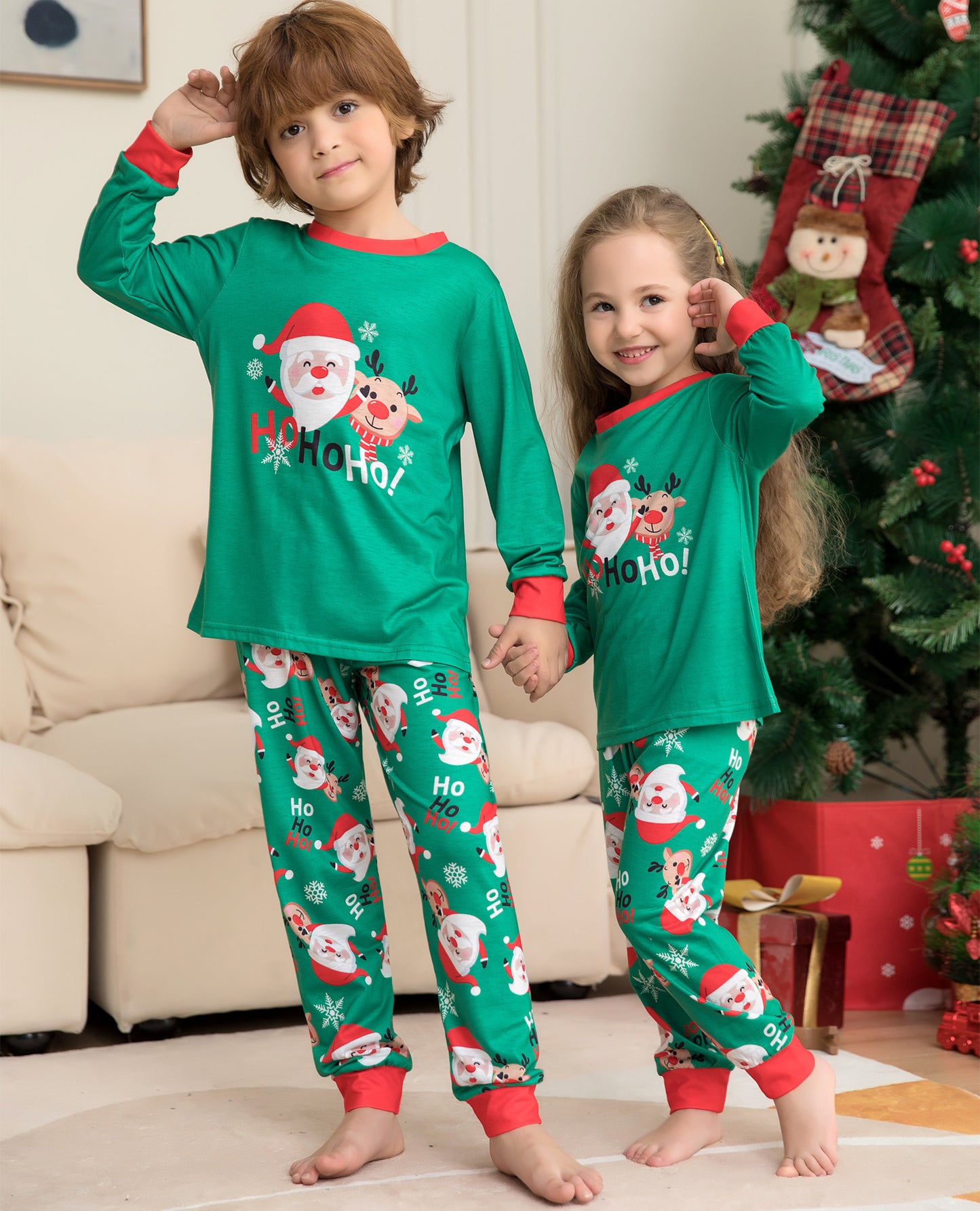 Matching Family Christmas Pajamas – Santa Claus Print Holiday PJs
