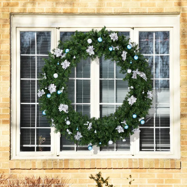 60in Pre‑lit Christmas Wreath – Lighted Artificial Xmas Wreath with 220 Cold & Warm White Lights