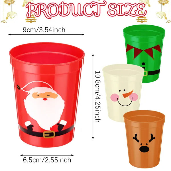 12 Pcs Christmas Drink Cups – Santa, Snowman & Elk Holiday Party Cups