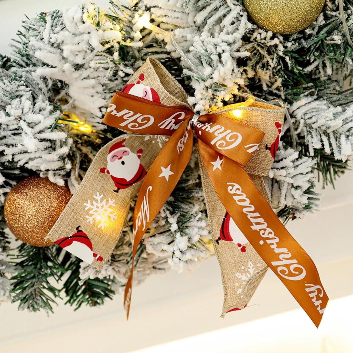 60cm Christmas Wreath With Glitter Balls & LED Lights – Festive Holiday Decor