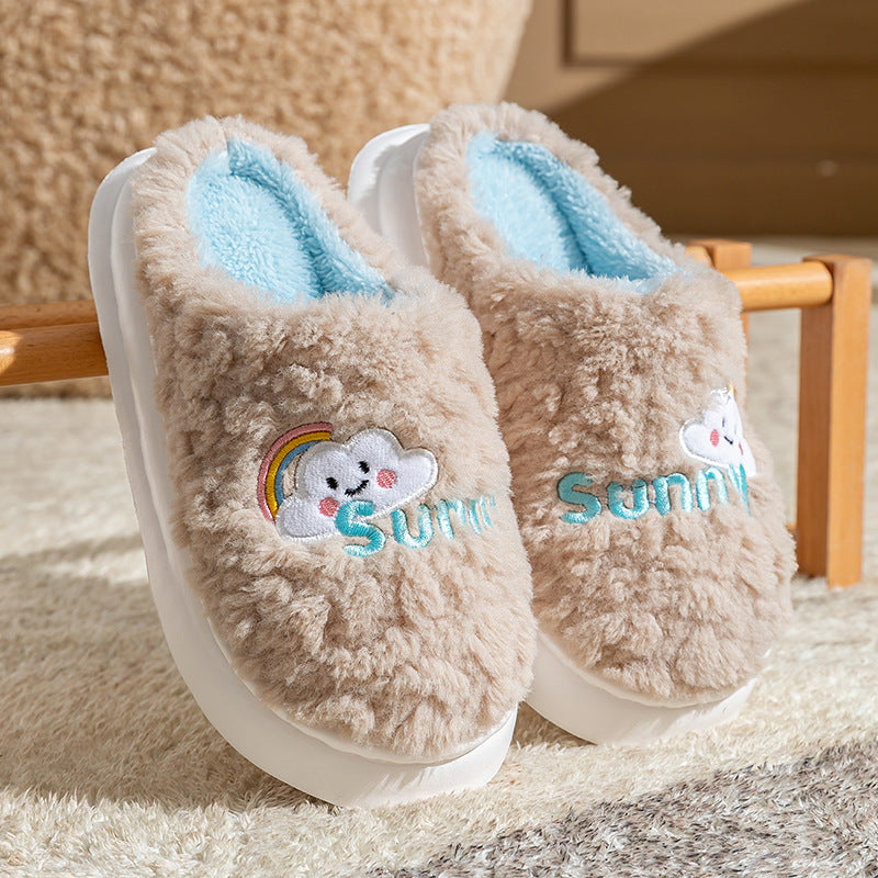Cute Cartoon Cotton Slippers – Thick Bottom Indoor/Bedroom Shoes