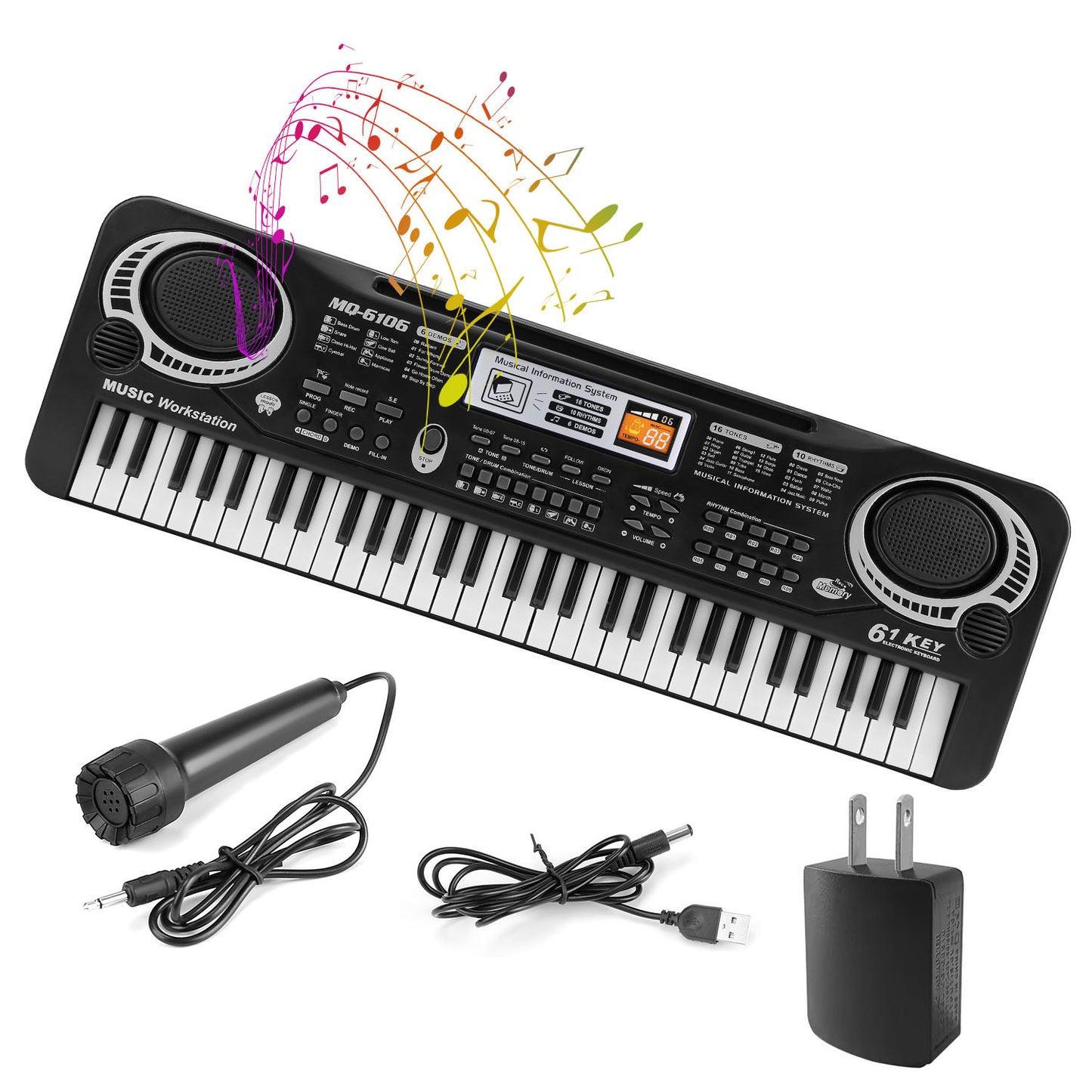 🎹 61 Keys Digital Keyboard with Microphone – Beginner Piano