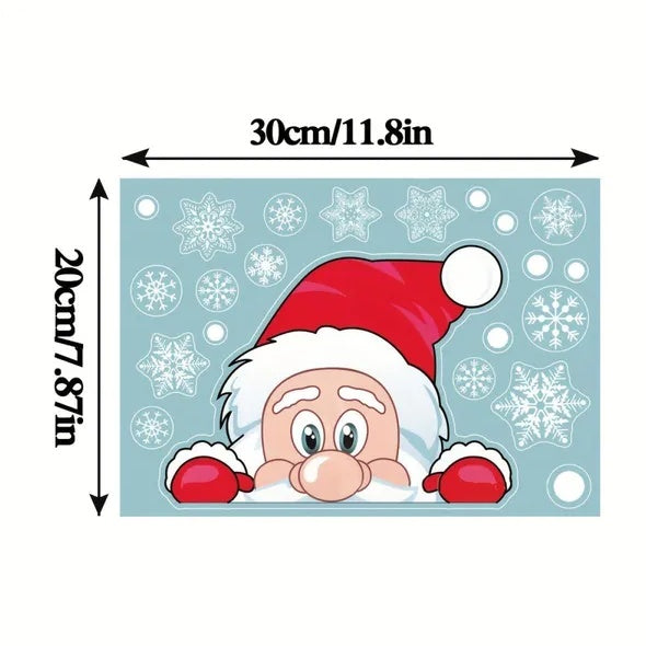Holiday Window Clings – 4 Sheets of Snowflake & Christmas Character Stickers
