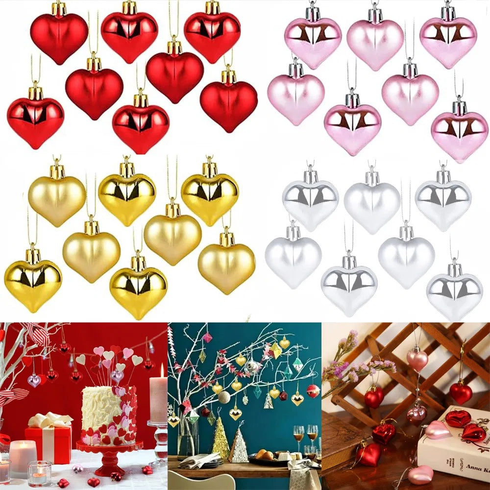 12PCS Christmas Heart Shape Ornaments