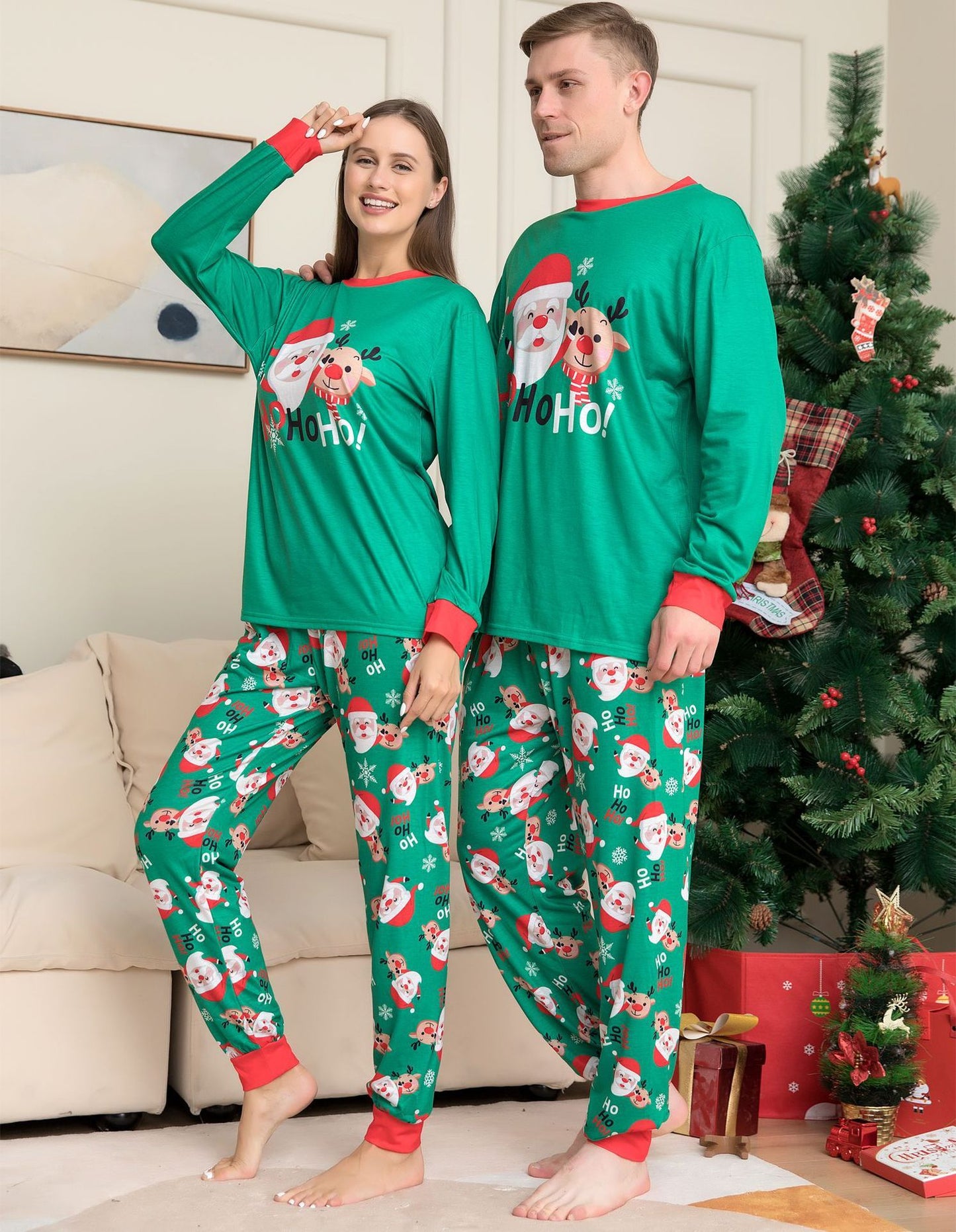 Matching Family Christmas Pajamas – Santa Claus Print Holiday PJs