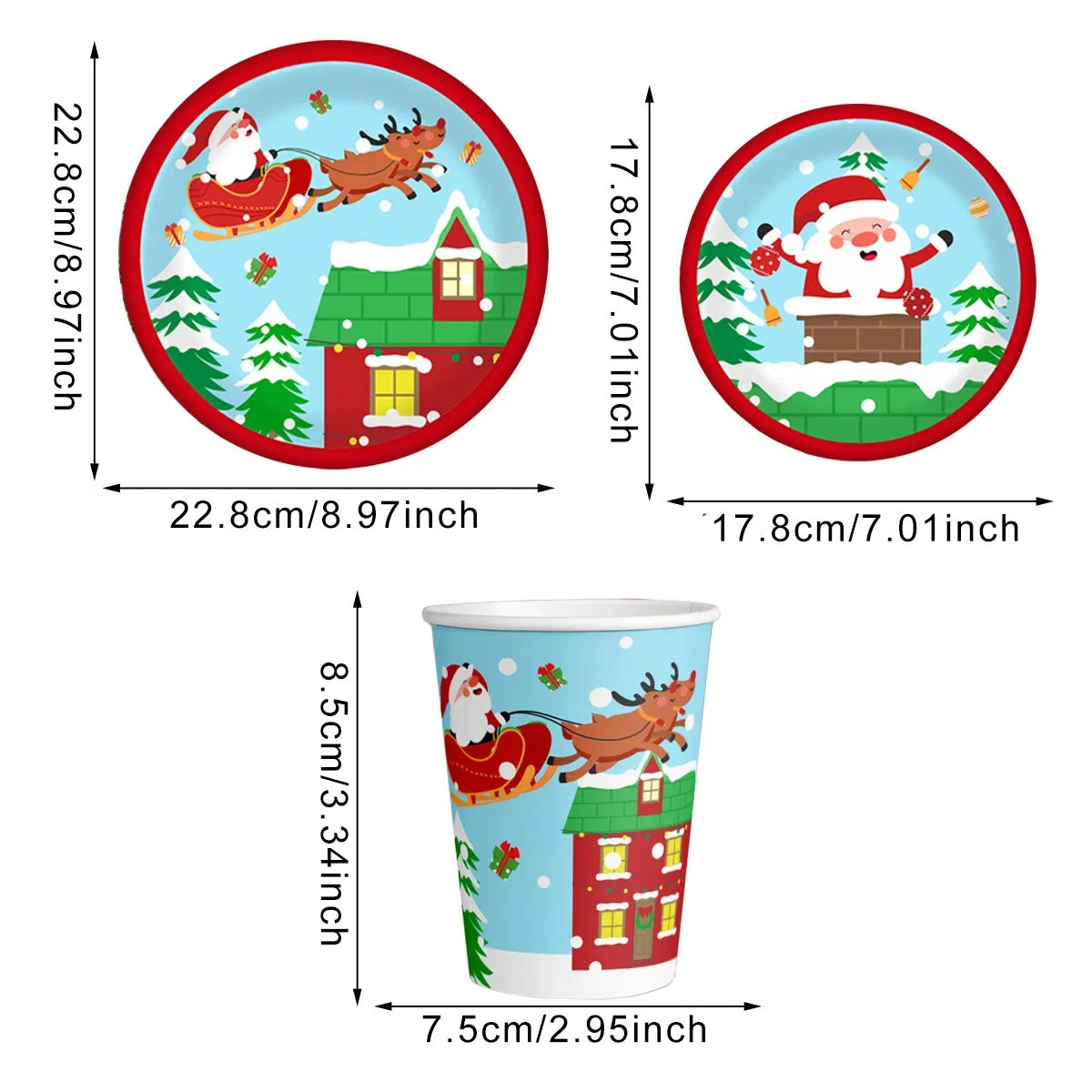 30Pcs Christmas Party Tableware Set – Plates & Cups