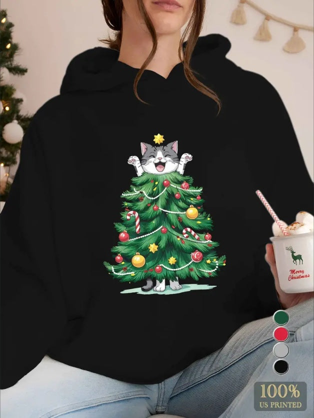 Cozy Christmas Cat Hoodie Best for Christmas