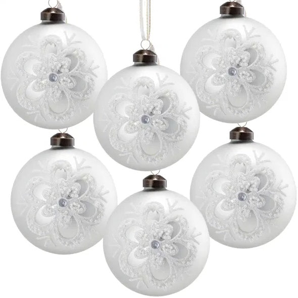 D3.9 Glass Christmas Ball Ornaments – Set of 6 Decorative Hanging Holiday Balls